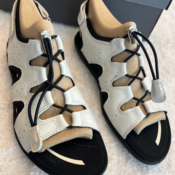 Ecco Women's Black and White Bluma Sandals - Picture 2 of 8